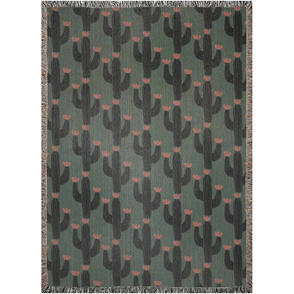 Desert Bloom Cactus Throw Blanket