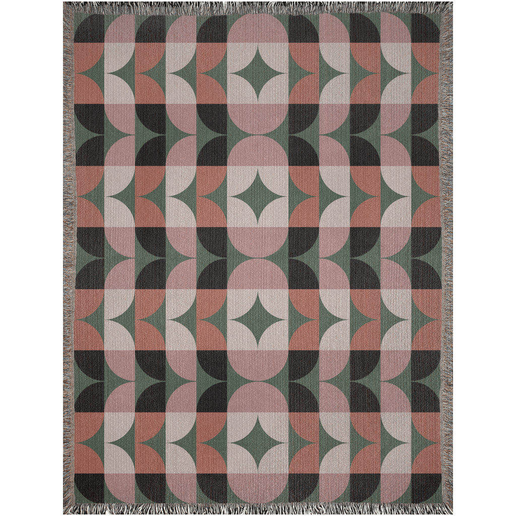 Geometric Elegance Woven Cotton Blanket