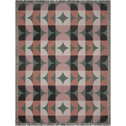 Geometric Elegance Woven Cotton Blanket