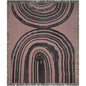Organic Ring Pattern Woven Cotton Blanket in Dusty Rose and Black