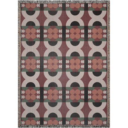Retro Modern Geometric Woven Throw Blanket