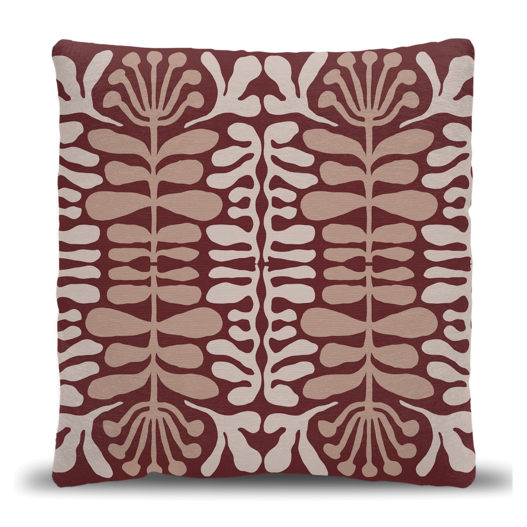 Maroon Botanical Harmony Woven Pillow