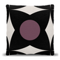 Modern Geometric Bloom Woven Pillow in Black, White, and Plum