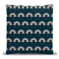 Blue Art Deco Flower Woven Pillow