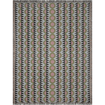 Vintage-Inspired Geometric Striped Woven Throw Blanket