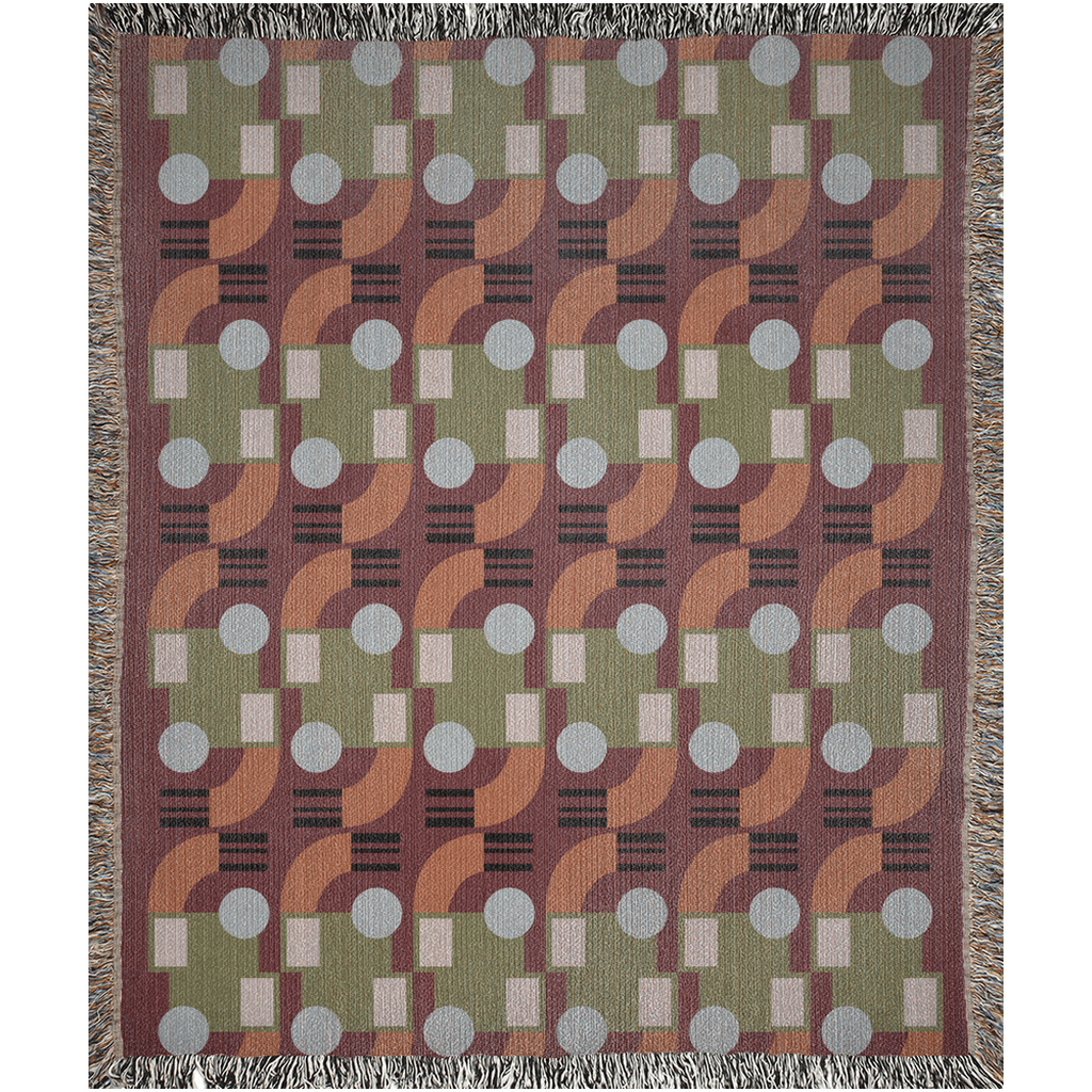 Abstract Geometric Cotton Throw Blanket