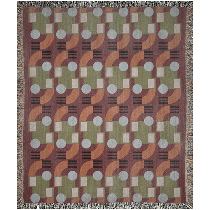 Abstract Geometric Cotton Throw Blanket