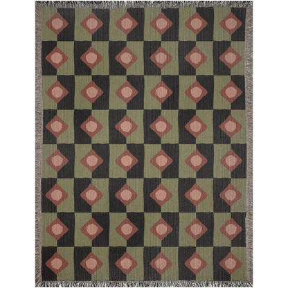 Retro Diamond Check Woven Throw Blanket
