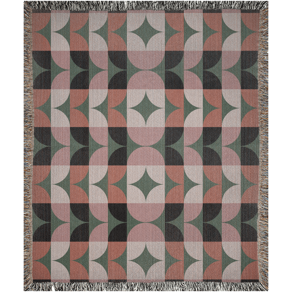 Geometric Elegance Woven Cotton Blanket