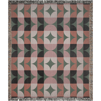 Geometric Elegance Woven Cotton Blanket