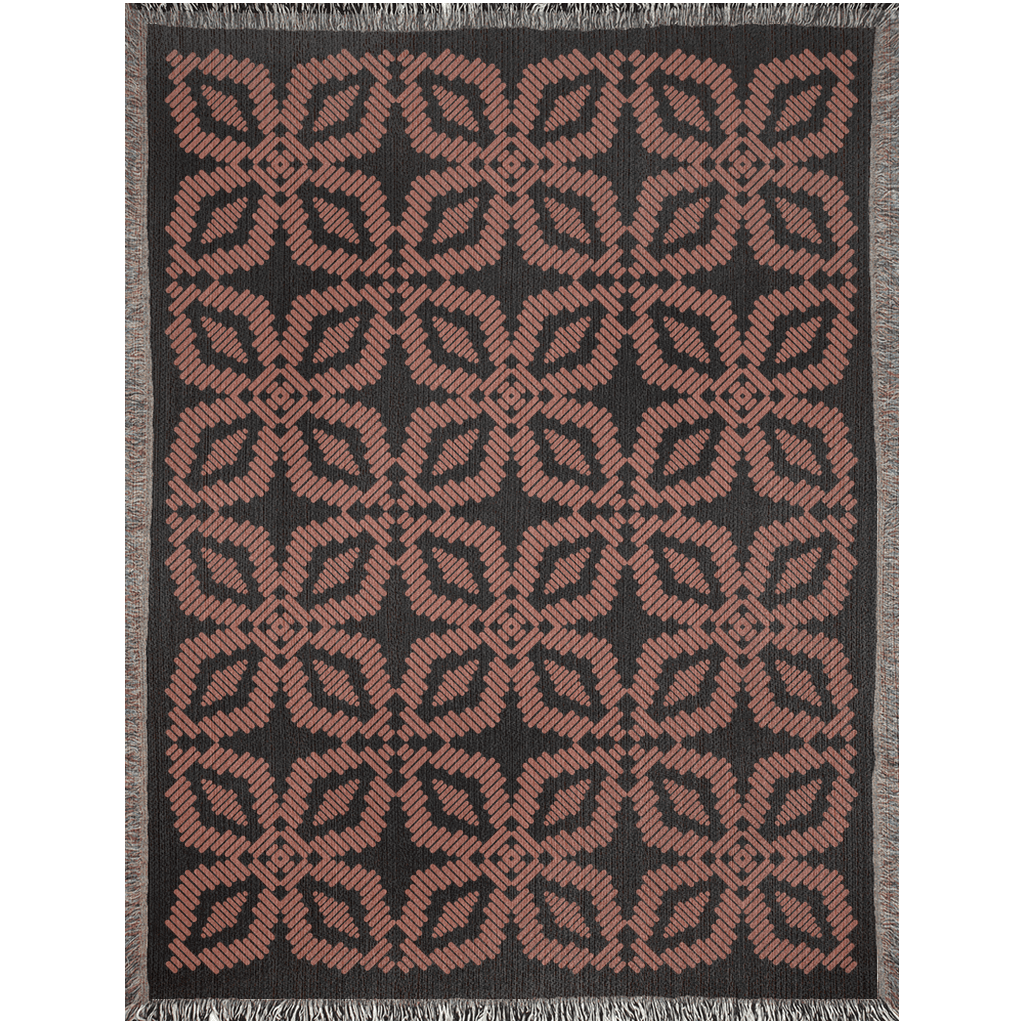 Orange and Black Quilt Pattern Boho Woven Cotton Throw Blankets - Taylor Bassam