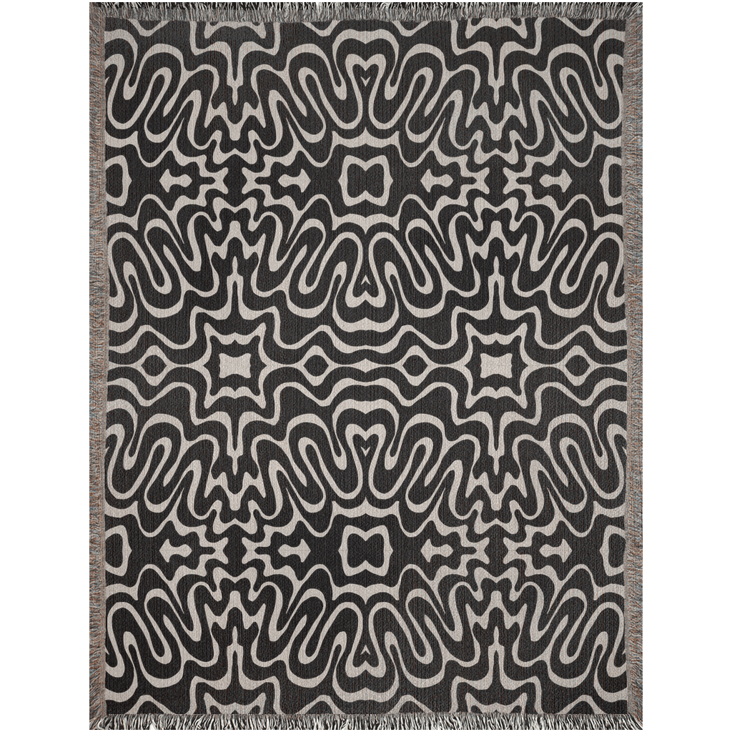 Monochrome Psychedelic Woven Cotton Throw Blanket