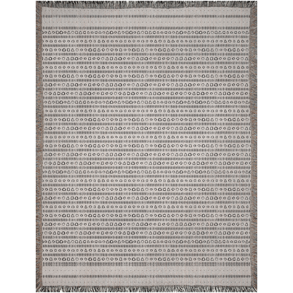Geometric Pattern Woven Cotton Blanket in Beige