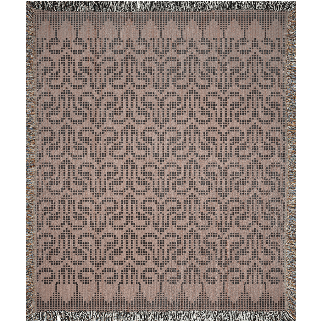 Batik Elegance: Beige and Black Woven Blanket