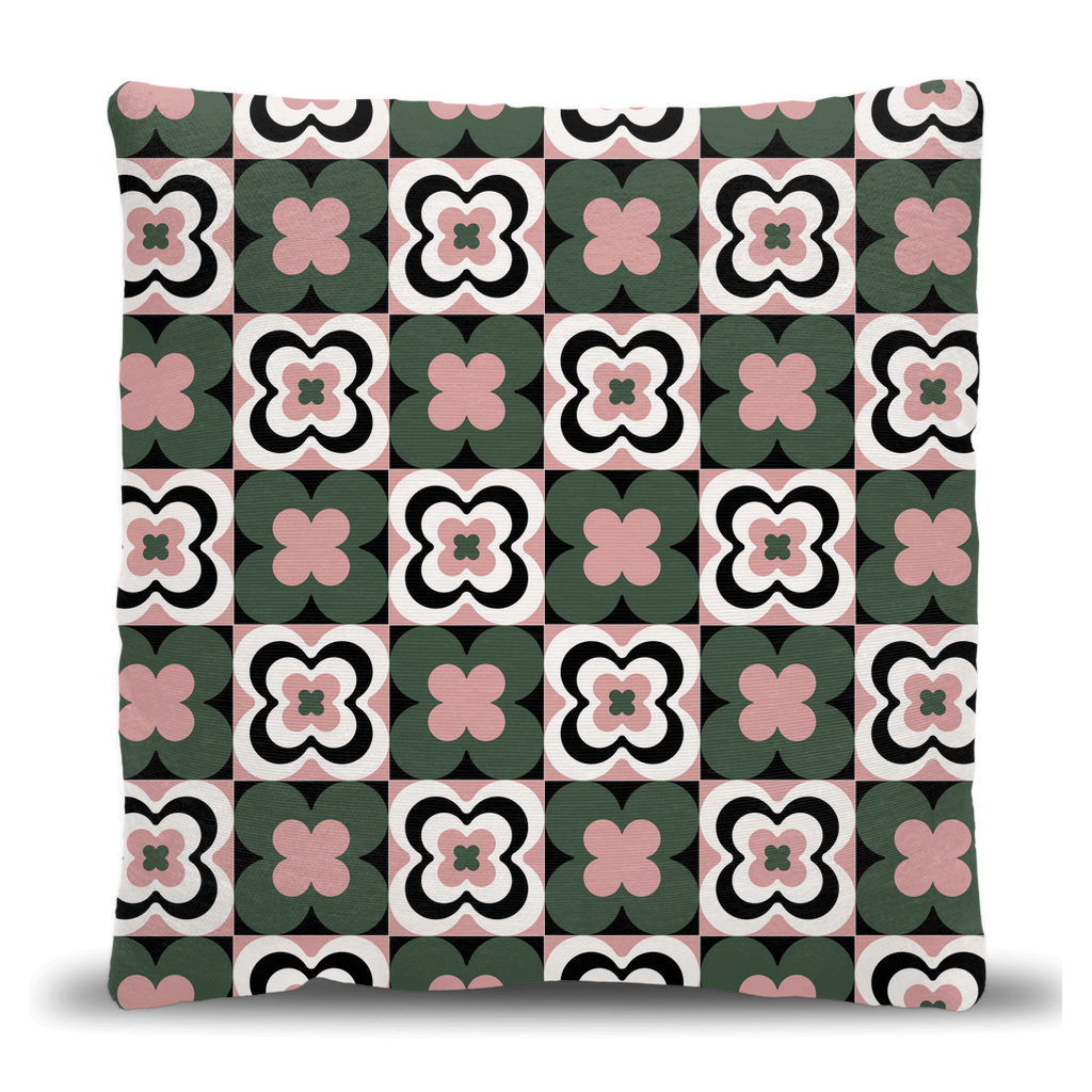 Floral Checkerboard Throw Pillow