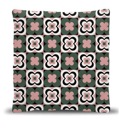Floral Checkerboard Throw Pillow