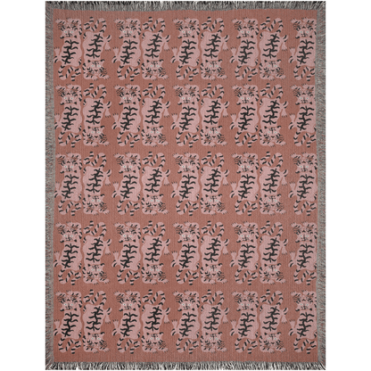 Pink Groovy Tiger Pattern Woven Cotton Throw Blankets - Taylor Bassam