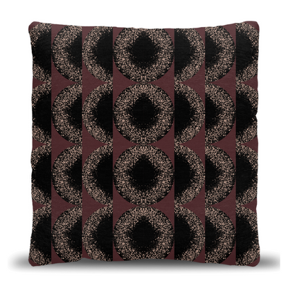 Glam Black & Burgundy Circular Woven Pillow