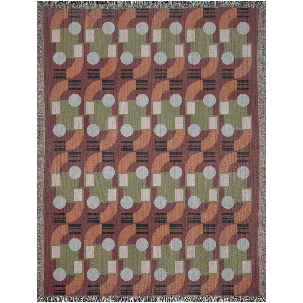 Abstract Geometric Cotton Throw Blanket