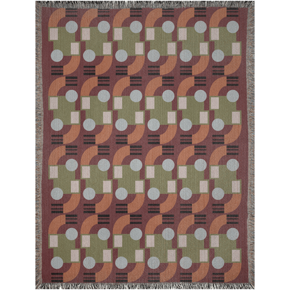 Abstract Geometric Cotton Throw Blanket