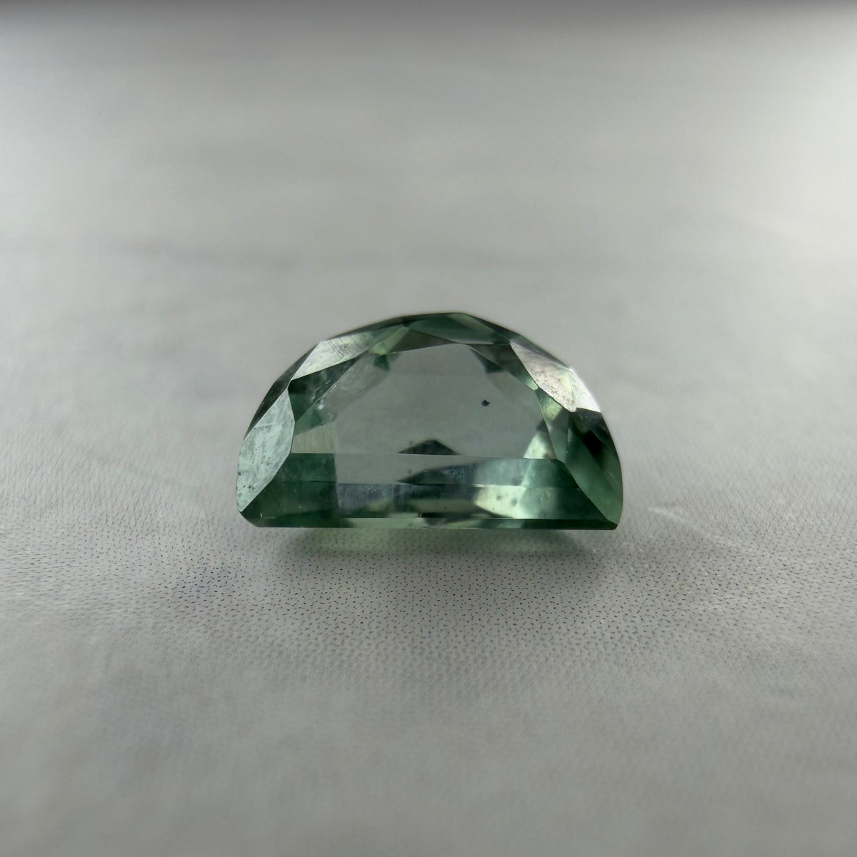 Unheated Montana Sapphire 0.45 ct Green Half Moon Gemstone | Custom Cut Collector Stone
