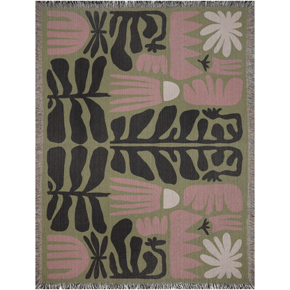 Botanical Harmony Woven Throw Blanket