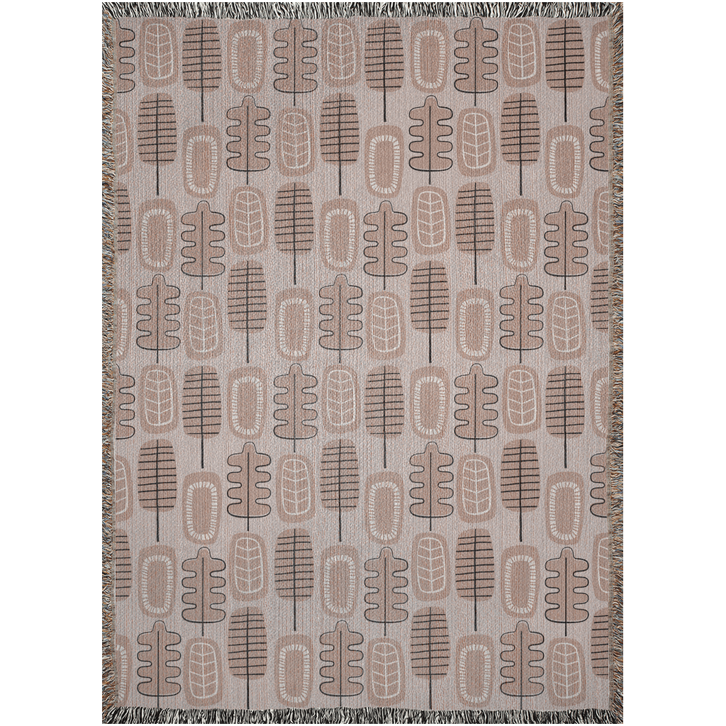 Retro Leaves Woven Throw Blanket