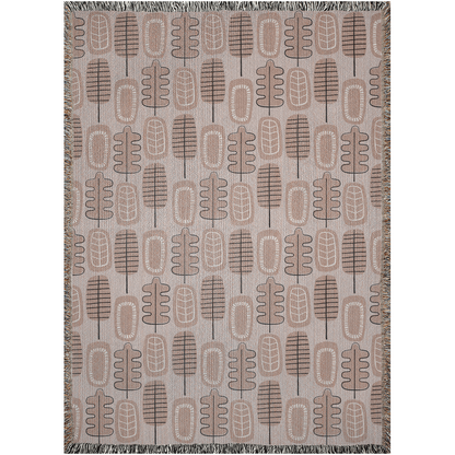 Retro Leaves Woven Throw Blanket