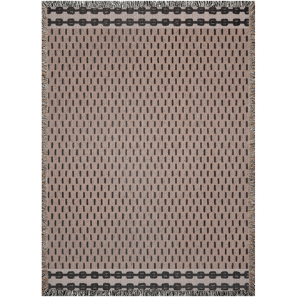 Dot Pattern Woven Cotton Blanket in Beige and Black