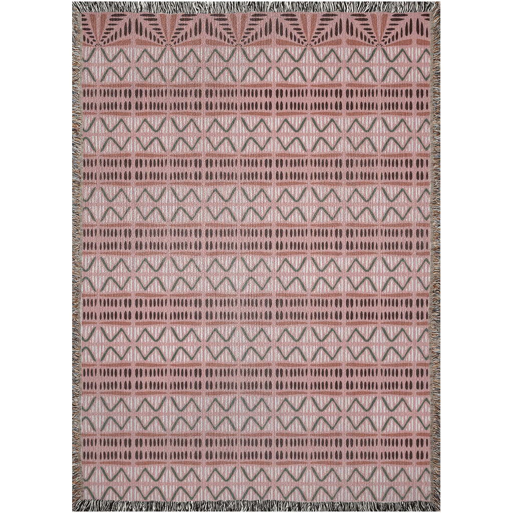 Vibrant Pink Bohemian Woven Cotton Throw Blanket