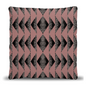 Art Deco Diamond Pattern Woven Pillow in Rose and Black