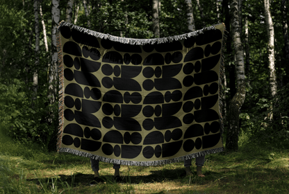Modern Geometric Throw Blanket – Olive & Charcoal