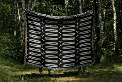 Retro Modern Woven Throw Blanket – Black & Gray Mid-Century