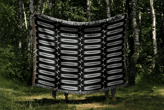 Retro Modern Woven Throw Blanket – Black & Gray Mid-Century