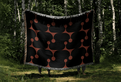 Retro Geometric Woven Cotton Throw Blanket – Mid-Century Modern