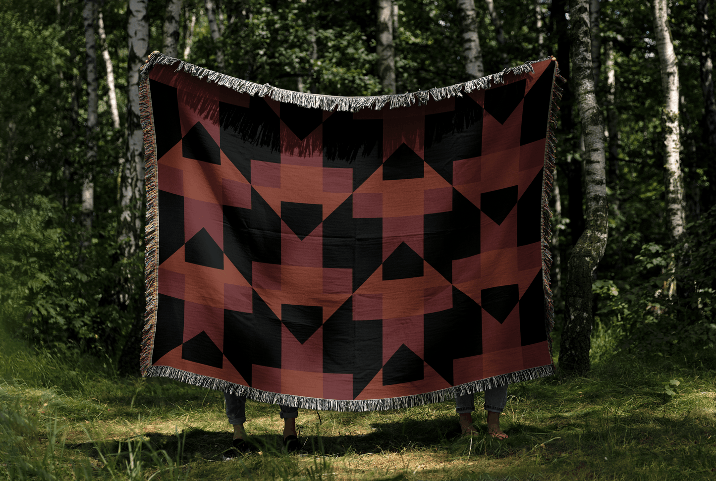 Black & Rust Southwest Woven Throw Blanket