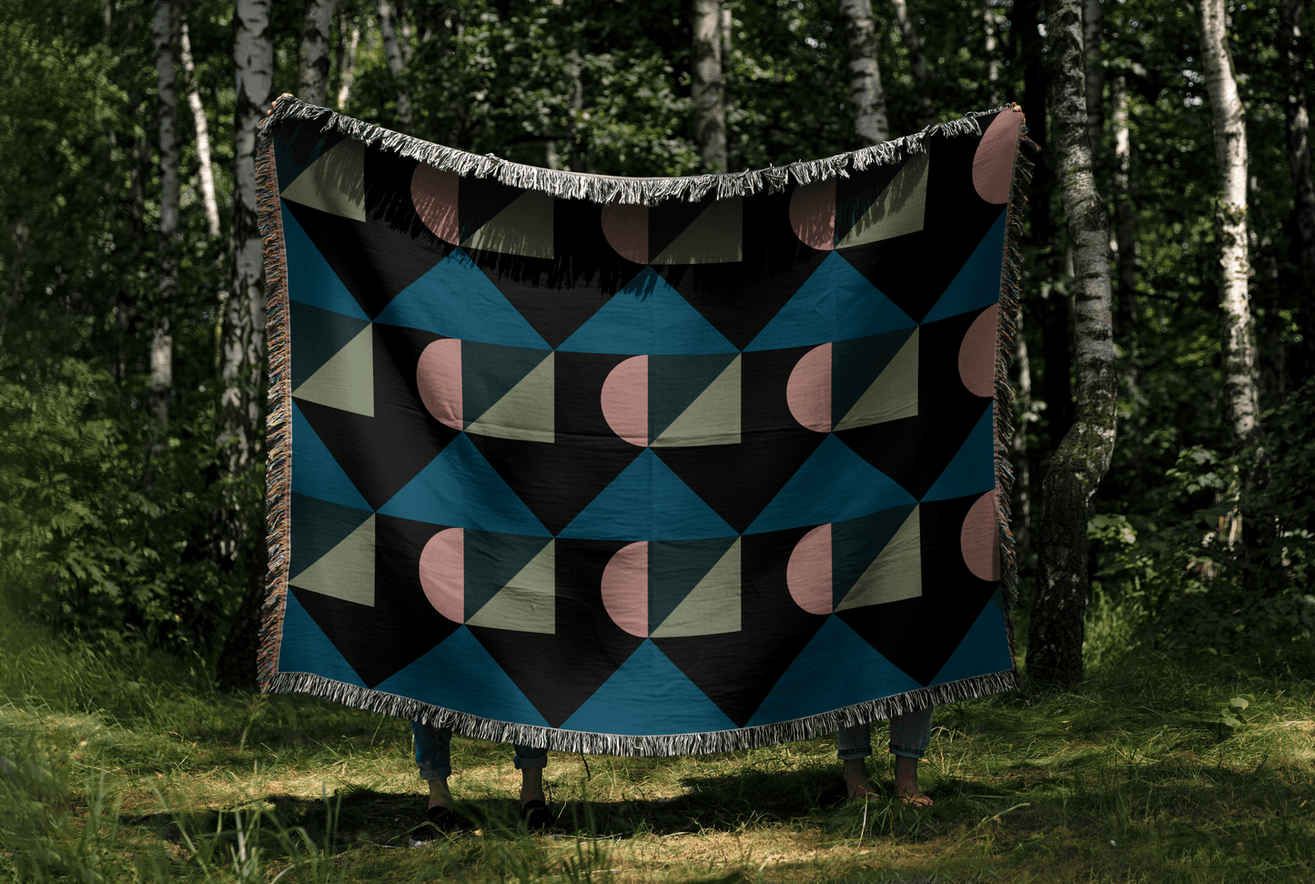Pink, Teal & Olive Geometric Arch Design – Modern Abstract Decor