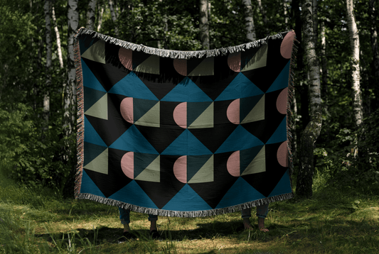 Pink, Teal & Olive Geometric Arch Design – Modern Abstract Decor