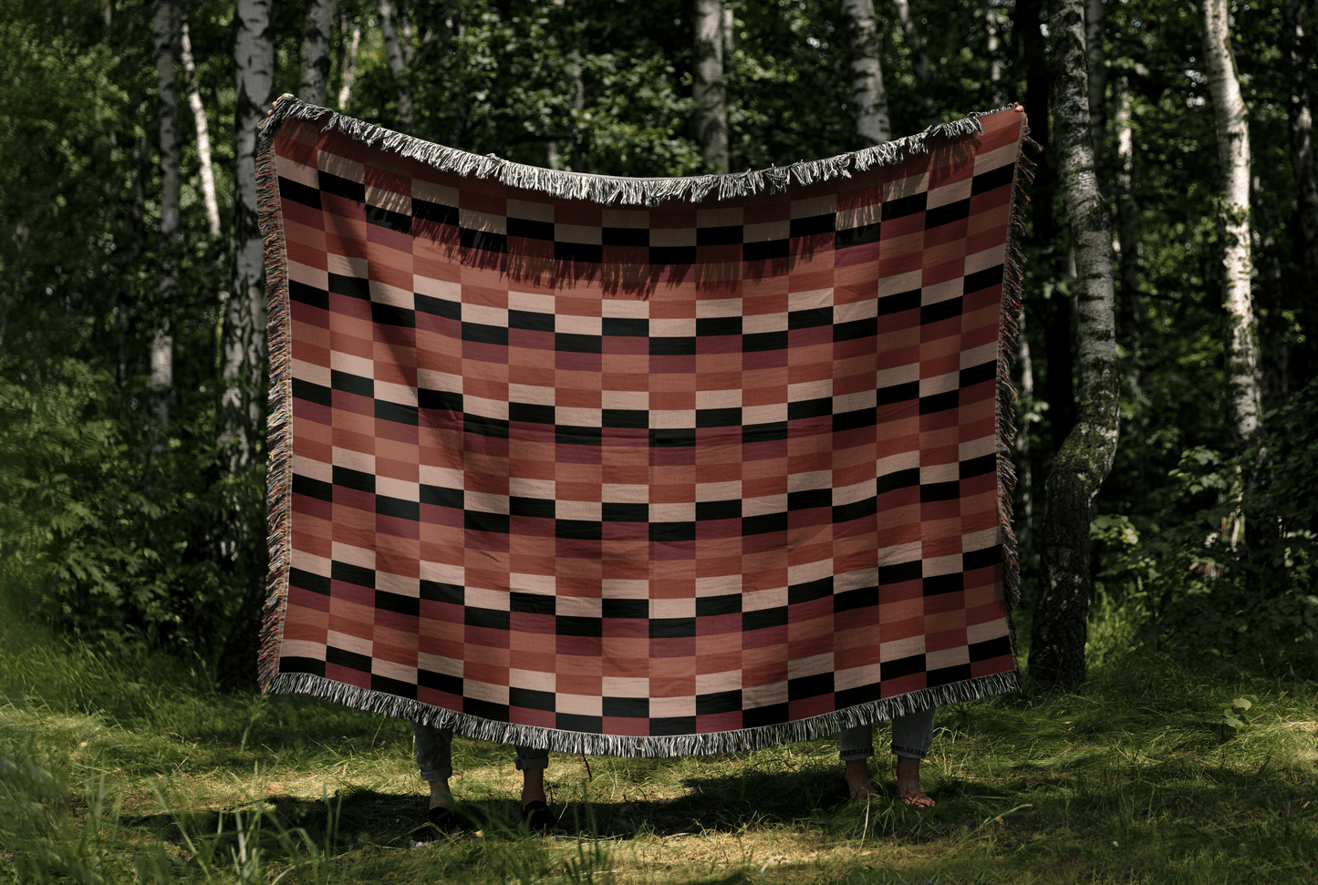 Checkered Illusion Woven Throw Blanket