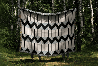 Baby Blue an Black Chevron Arrow Throw Blanket