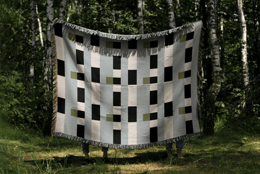 Baby Blue Bauhaus Grid Woven Throw Blanket