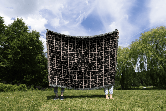 Geometric Floral Woven Cotton Blanket