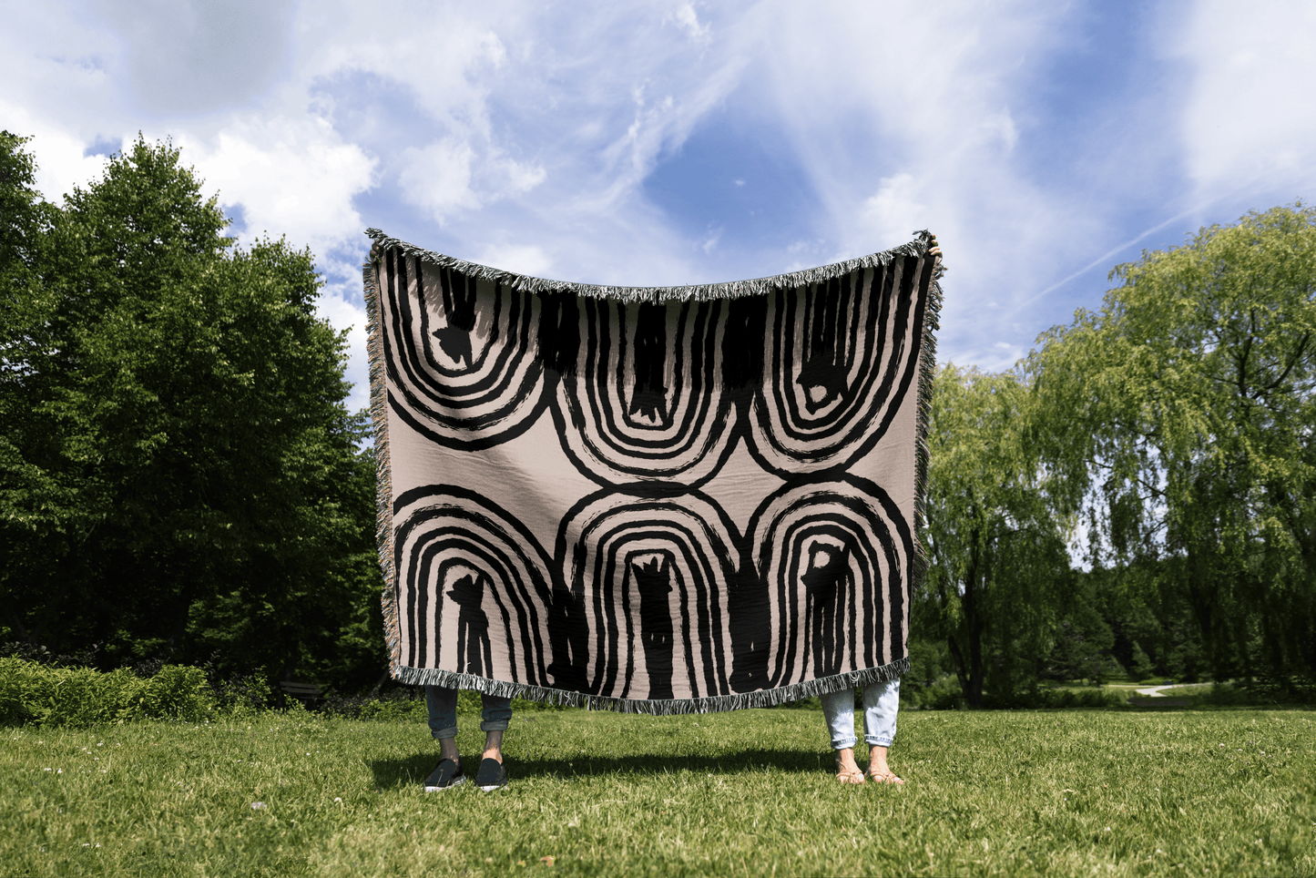 Abstract Tree Rings Woven Cotton Blanket