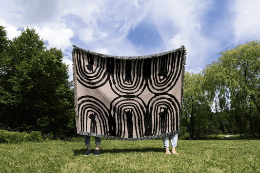 Abstract Tree Rings Woven Cotton Blanket
