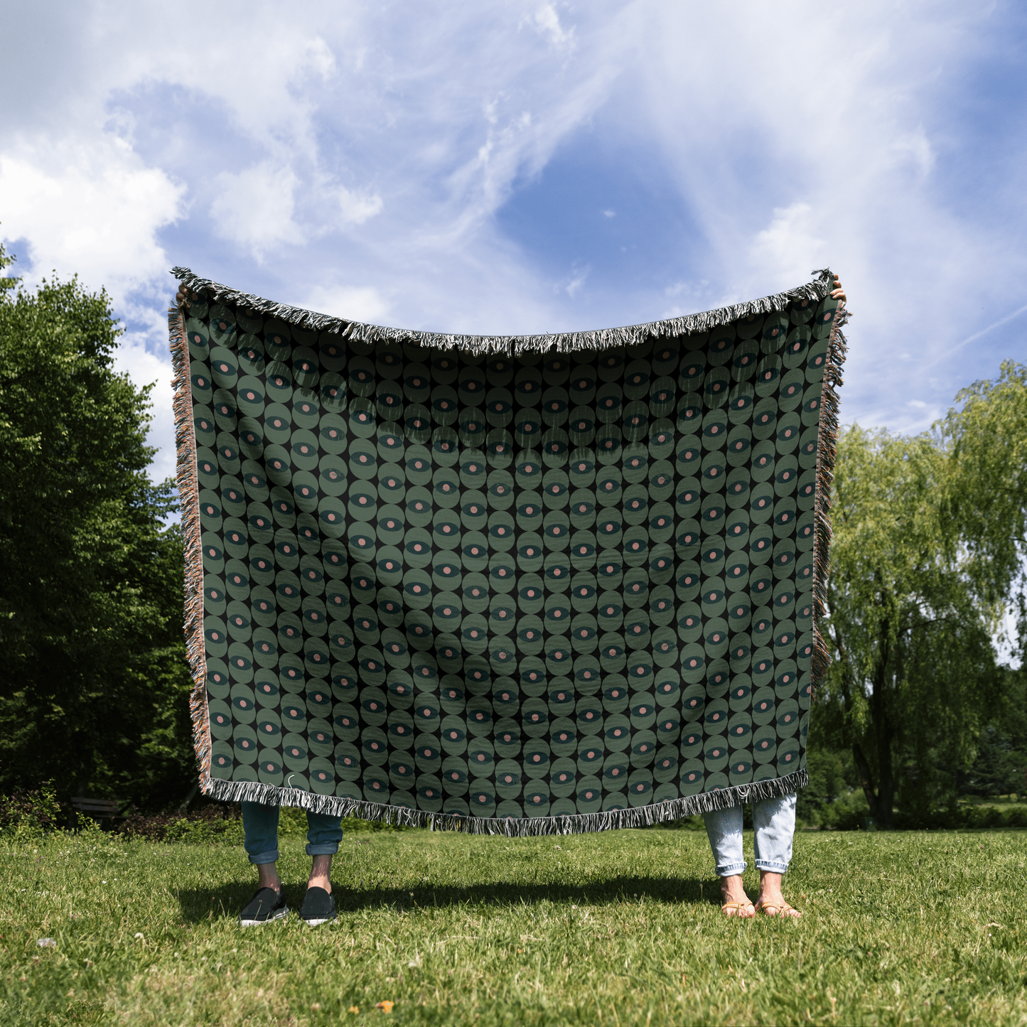 Verdant Harmony Woven Throw Blanket
