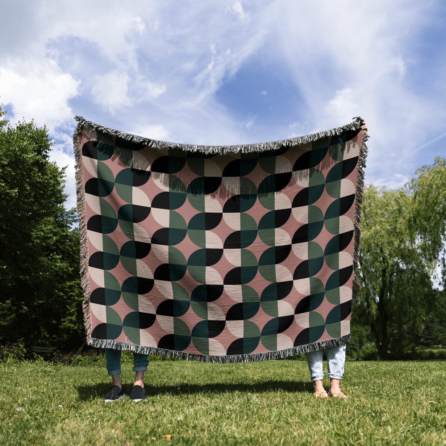 Retro Garden Woven Throw Blanket