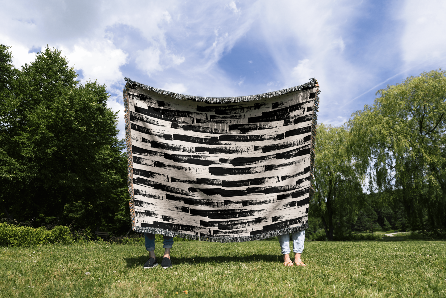 Monochrome Birch Woven Throw Blanket