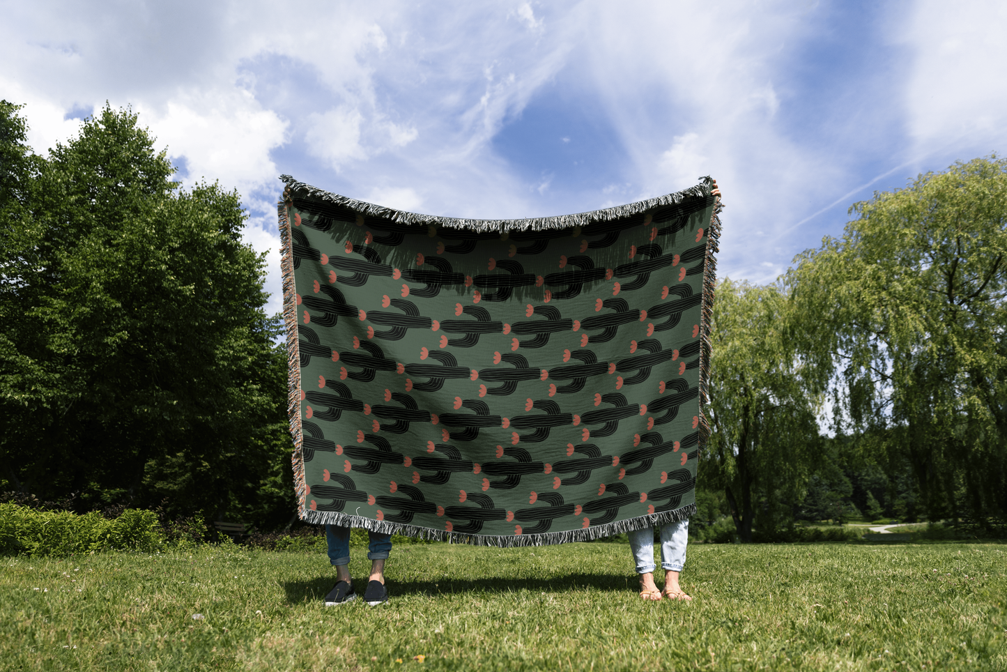 Desert Bloom Cactus Throw Blanket