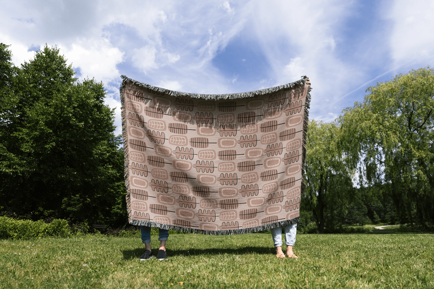 Retro Leaves Woven Throw Blanket