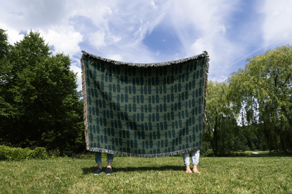 Green Modern Abstract Woven Throw Blanket